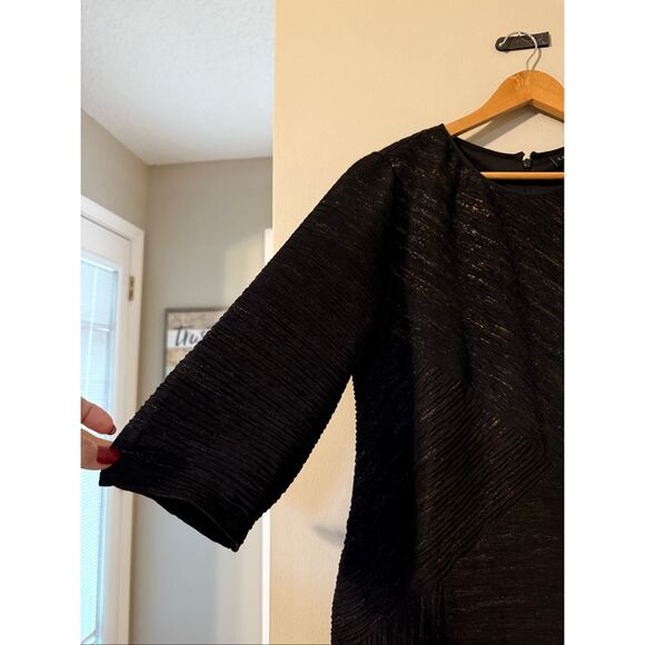 Lane Bryant Size 18W Half Sleeve Texture Sheath Dress Metallic Black Silver Gold - Picture 7 of 11